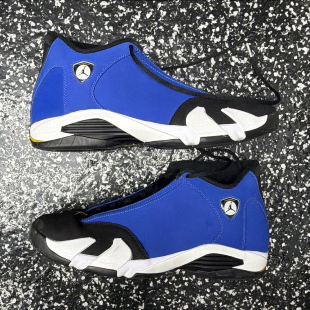 Jordan Air Jordan 14 Retro Laney Blue Black White Yellow Sneakers 487471-407
